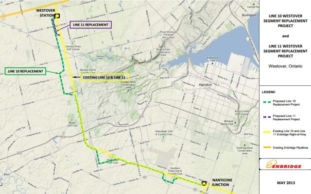 NOTE: This replacement map was accurate as of the May 2013 Line 11 filing with NEB. Enbridge may have adjusted Line 10 replacement details since then. 